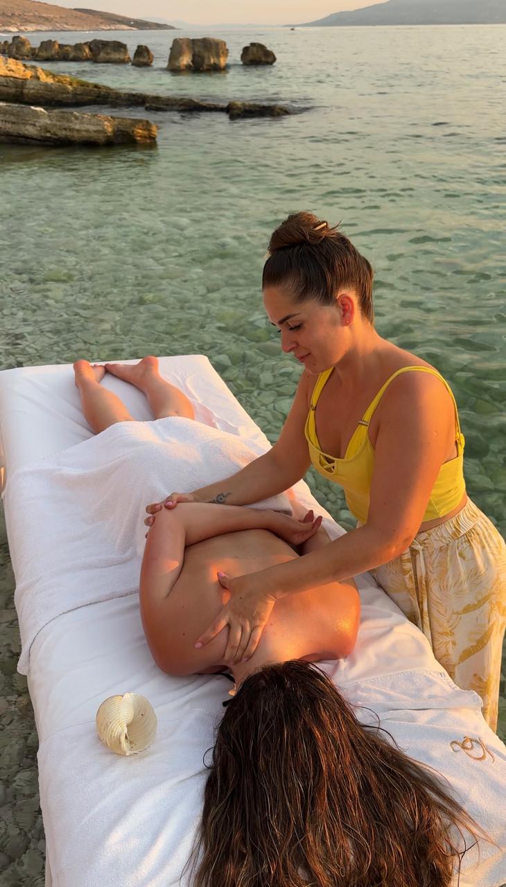Seaside massage in crystal clear water